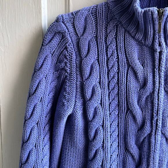LL Bean Double L Cable Knit Cardigan Sweater - Picture 4 of 8